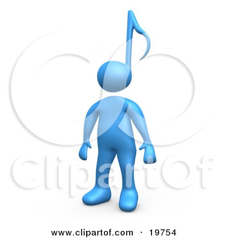 Clipart Graphic of a Blue Person With a Music Note Head by 3poD