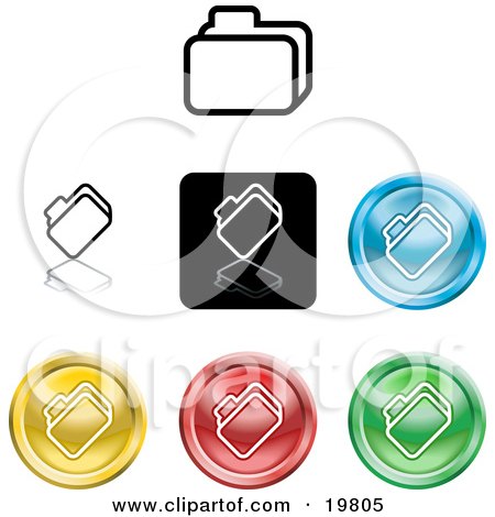 Clipart Illustration of a Collection of Different Colored File Icon Buttons by AtStockIllustration