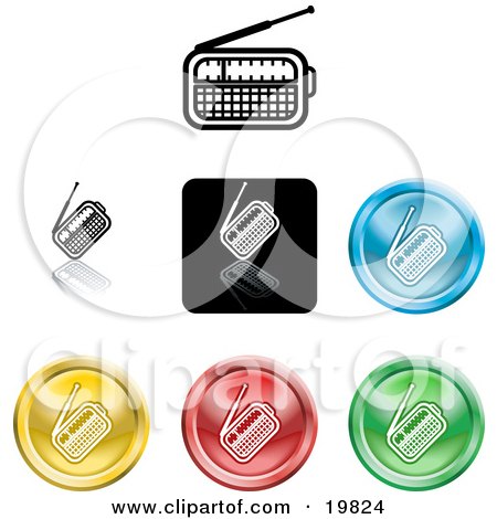 Clipart Illustration of a Collection of Different Colored Radio Icon Buttons by AtStockIllustration