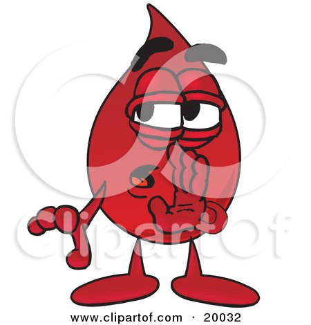 Clipart Picture of a Blood Drop Mascot Cartoon Character Whispering and Gossiping by Mascot Junction