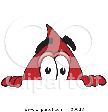 Clipart Picture of a Blood Drop Mascot Cartoon Character Peeking Over a Surface by Mascot Junction