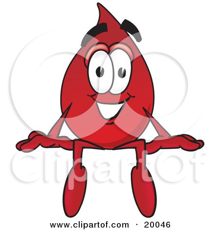 Clipart Picture of a Blood Drop Mascot Cartoon Character Sitting by Mascot Junction