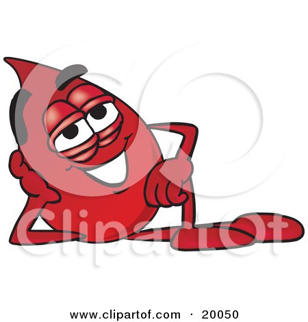 Clipart Picture of a Blood Drop Mascot Cartoon Character Resting His Head on His Hand by Mascot Junction