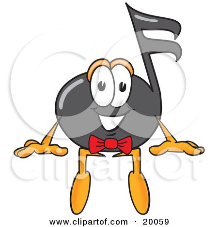 Clipart Picture of a Music Note Mascot Cartoon Character Sitting by Mascot Junction