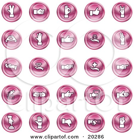 Clipart Illustration of a Collection Of Red Hand Gesture Icons by AtStockIllustration