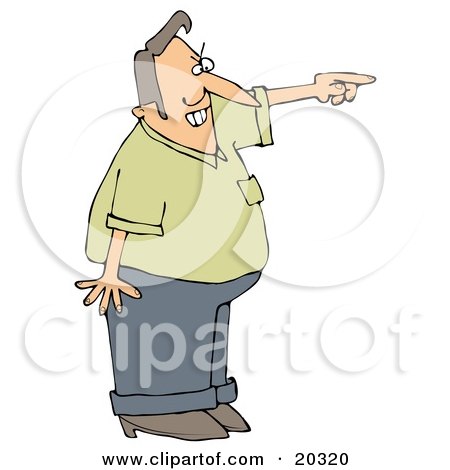 Clipart Illustration of a Frustrated Man Pointing And Shouting And Asking A Tresspasser To Leave His Private Property by djart