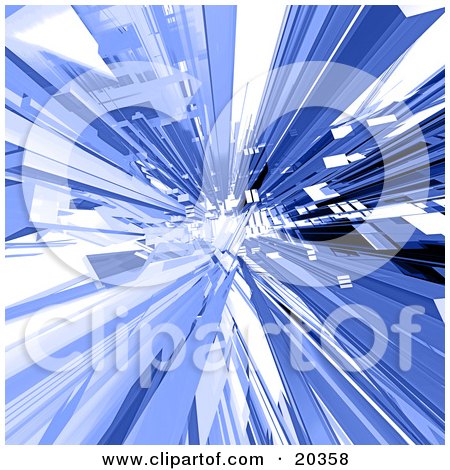 Clipart Illustration of an Abstract Blue Background Of Bright Light Reflecting Off Blue Crystalized Glass by 3poD