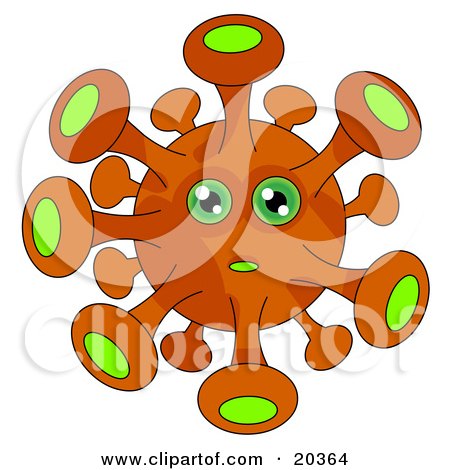 Clipart Illustration of a Nervous Orange Alien With Many Suction Cup Extensions And Big Green Eyes by Tonis Pan