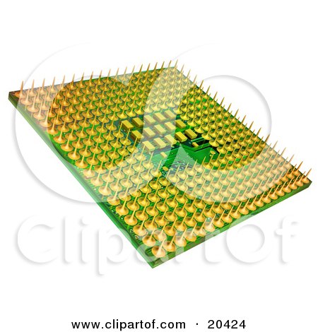 Clipart Illustration Of A Green And Yellow Central Processing Unit Processor Chip On A White Background by Tonis Pan