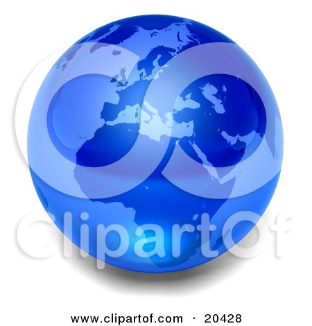 Clipart Illustration Of A Blue Glass Planet Earth Marble Over A White Background by Tonis Pan