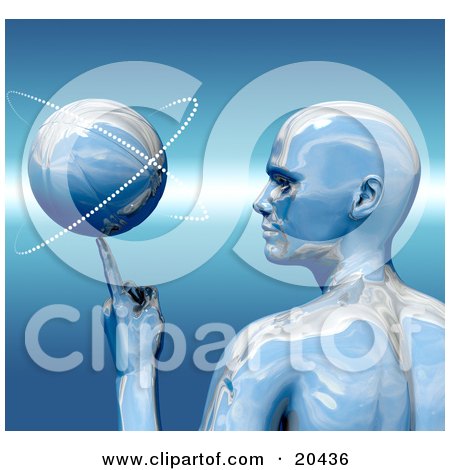 Clipart Illustration of a Platinum Basketball Star In Profile, Spinning A Ball On The Tip Of His Finger by Tonis Pan