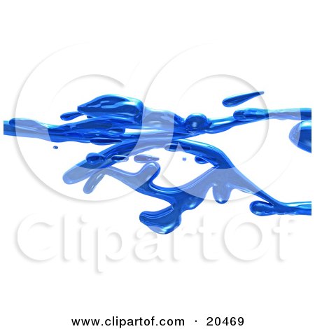 Clipart Illustration Of Spilled Blue Liquid Trails Over A White Background by Tonis Pan