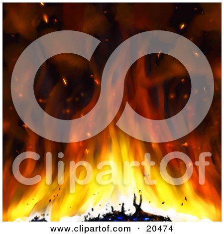 Clipart Illustration Of A Red And Orange Flames Burning Items And Tossing Hot Particles Into The Air by Tonis Pan