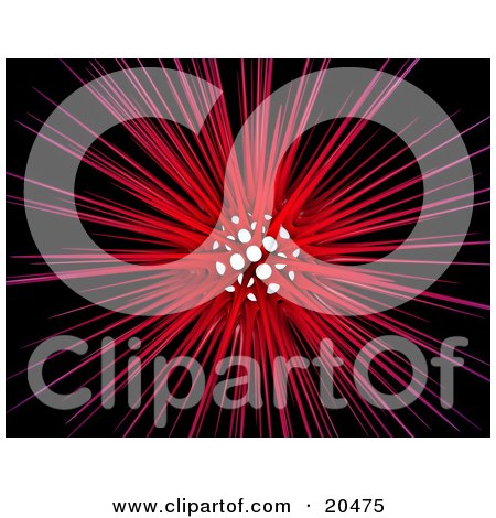 Clipart Illustration Of A Spiky Red Virus With A White Center, Over A Black Background by Tonis Pan