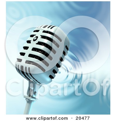 Clipart Illustration of a Retro Microphone Over A Rippling Water Background by Tonis Pan