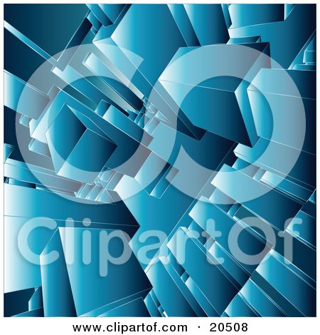 Clipart Illustration of a Background Of Blue Squares, Rectangles And Blocks Stacking by Tonis Pan