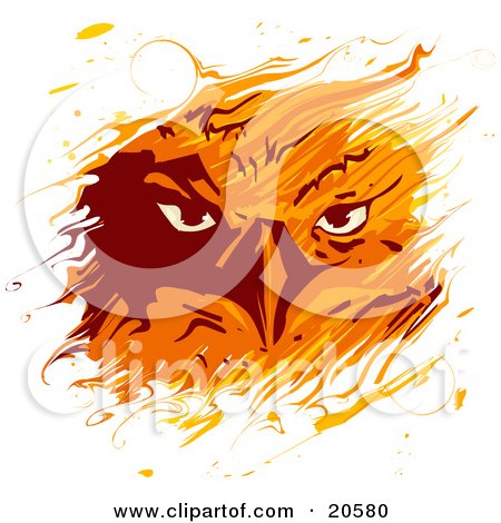 Clipart Illustration of a Feiry Eagle's Gaze Through Flames by Tonis Pan
