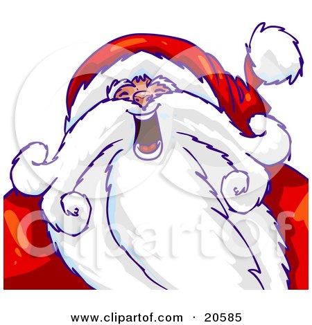 Clipart Illustration of Santa In His Red And White Suit And Long White Beard, Laughing And Having A Good Time by Tonis Pan