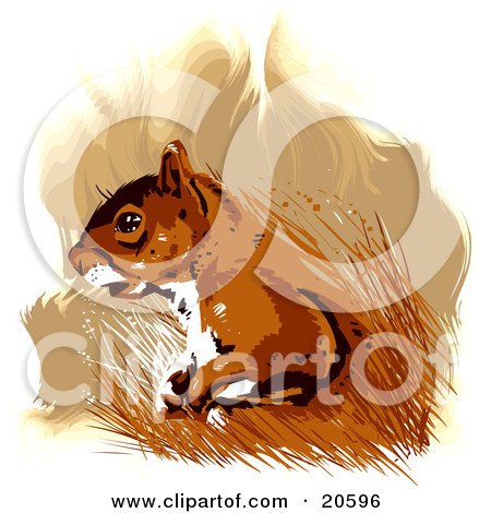 Clipart Illustration of a Brown And White Squirrel In Tall Grasses by Tonis Pan