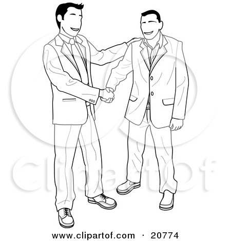 Clipart Illustration of a Happy Client Shaking Hands With A Businessman Upon Agreement Of A Contract by AtStockIllustration