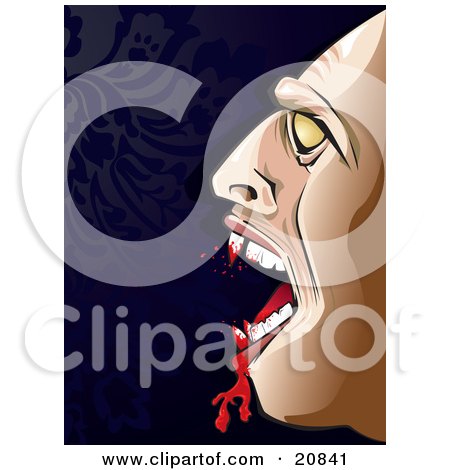 Clipart Illustration of Count Dracula Laughing With Blood Dripping From His Fangs After Making A Kill by Paulo Resende