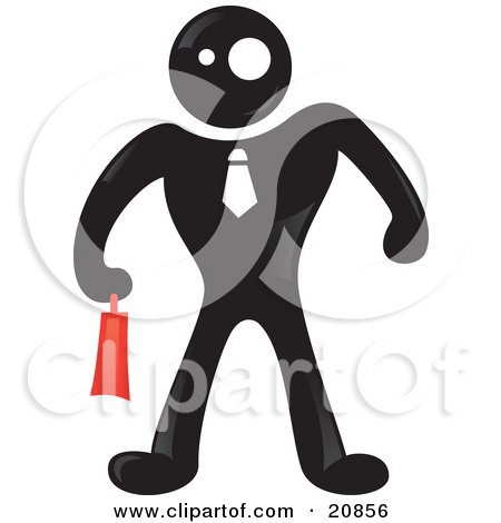 Clipart Illustration of a Blackman Character Businessman Wearing A Tie And Carrying A Red Briefcase by Paulo Resende