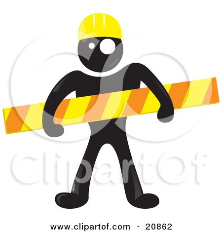 Clipart Illustration of a Blackman Character Wearing A Yellow Hardhat And Holding A Construction Bar by Paulo Resende