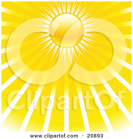 Clipart Illustration of a Morning Sky With A Yellow Sun And Rays Of Sunshine by elaineitalia