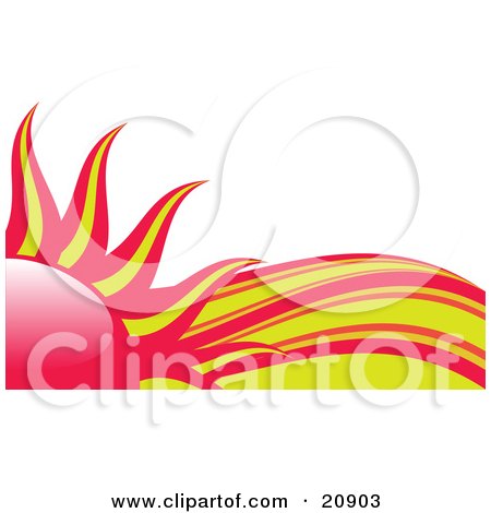 Clipart Illustration of Abstract Red And Yellow Heat Waves Behind A Red And Yellow Sun by elaineitalia