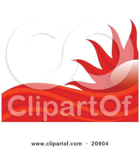 Clipart Illustration of Abstract Red And Orange Heat Waves In Front Of A Hot Red Sun by elaineitalia
