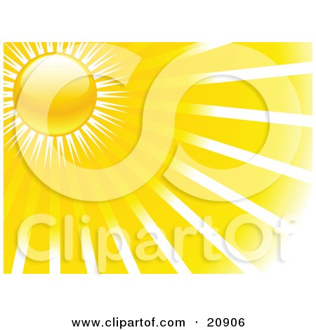 Clipart Illustration of a Yellow Summer Sun Shining Bright White And Yellow Rays by elaineitalia