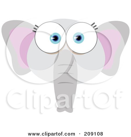 Royalty-Free (RF) Clipart Illustration of a Big Eyed Elephant Face by Qiun