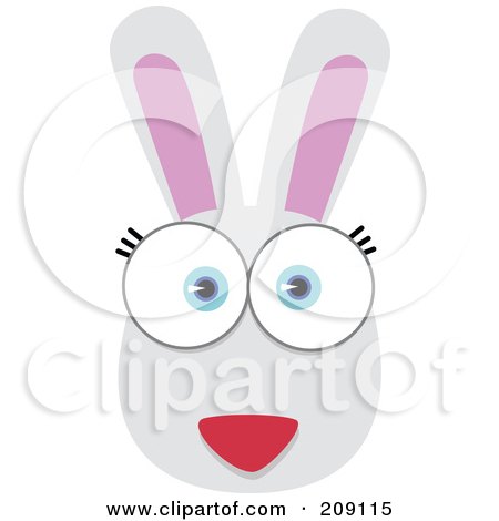 Royalty-Free (RF) Clipart Illustration of a Big Eyed Rabbit Face by Qiun