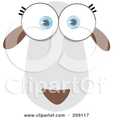 Royalty-Free (RF) Clipart Illustration of a Big Eyed Sheep Face by Qiun