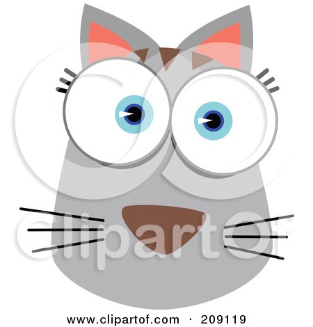 Royalty-Free (RF) Clipart Illustration of a Big Eyed Cat Face by Qiun