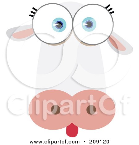 Royalty-Free (RF) Clipart Illustration of a Big Eyed Cow Face by Qiun