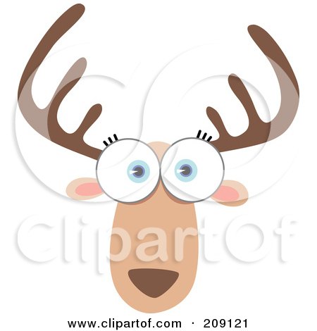 Royalty-Free (RF) Clipart Illustration of a Big Eyed Deer Face by Qiun