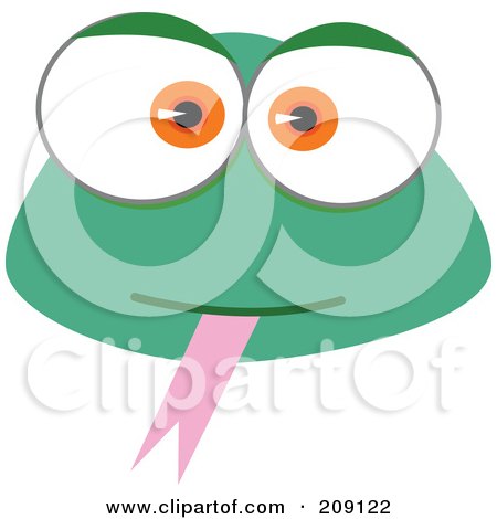Royalty-Free (RF) Clipart Illustration of a Big Eyed Frog Face by Qiun