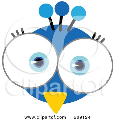 Royalty-Free (RF) Clipart Illustration of a Big Eyed Peacock Face by Qiun