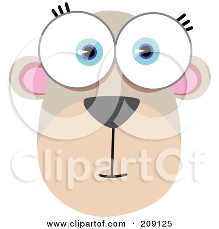 Royalty-Free (RF) Clipart Illustration of a Big Eyed Bear Monkey Face by Qiun