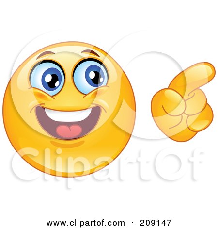 Royalty-Free (RF) Clipart Illustration of a Yellow Smiley Face Pointing by yayayoyo