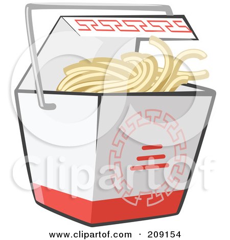 Royalty-Free (RF) Clipart Illustration of Noodles In A Chinese Takeout Container by Leo Blanchette