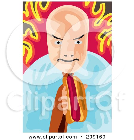 Royalty-Free (RF) Clipart Illustration of a Fiery Man Eating A Hot Dog by mayawizard101