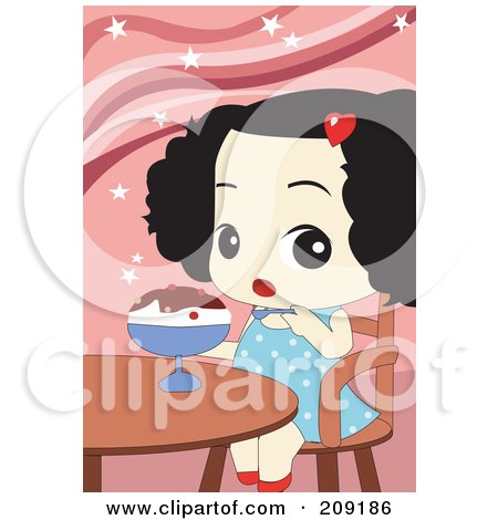 Royalty-Free (RF) Clipart Illustration of a Toddler Girl Eating An Ice Cream Sundae by mayawizard101