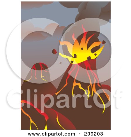Royalty-Free (RF) Clipart Illustration of a Bursting Volcano by mayawizard101