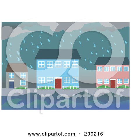 Royalty-Free (RF) Clipart Illustration of a Flooding Village by mayawizard101