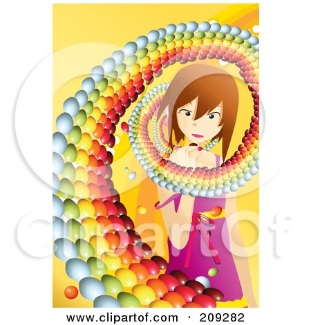 Royalty-Free (RF) Clipart Illustration of a Swirl Of Round Candies Around A Little Girl by mayawizard101