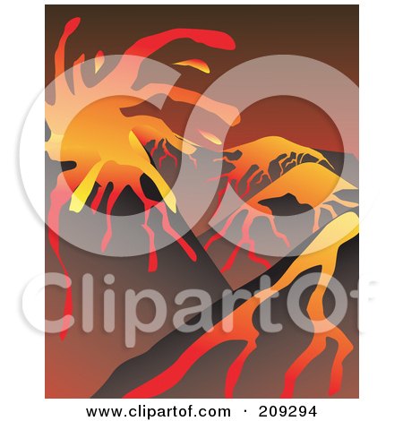Royalty-Free (RF) Clipart Illustration of a Volcanic Landscape by mayawizard101