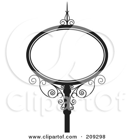 Royalty-Free (RF) Clipart Illustration of an Oval Wrought Iron Storefront Sign - 2 by Frisko