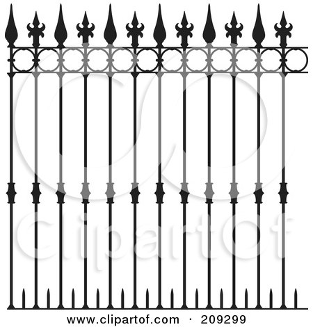 Royalty-Free (RF) Clipart Illustration of Ornate Wrought Iron Fencing by Frisko